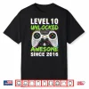 Level 10 Unlocked Awesome Since 2016 10Th Birthday Gaming Shirt