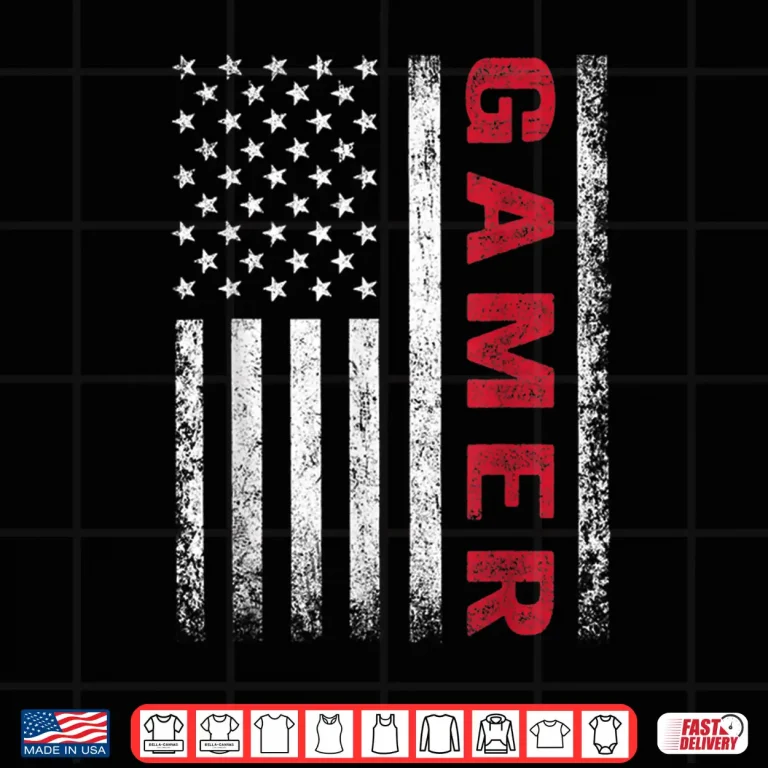 Design American Flag Funny Gamer Gift Video Games Boys Men Gaming Shirt