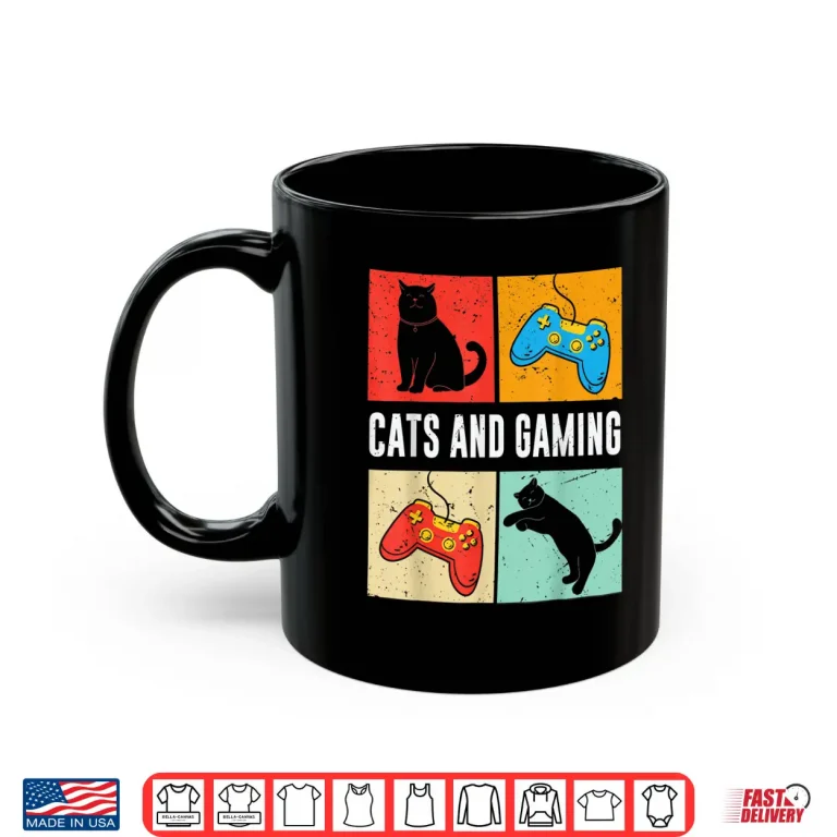 Mug Cats And Gaming For The Cat Lover Gamer Video Game Player Shirt