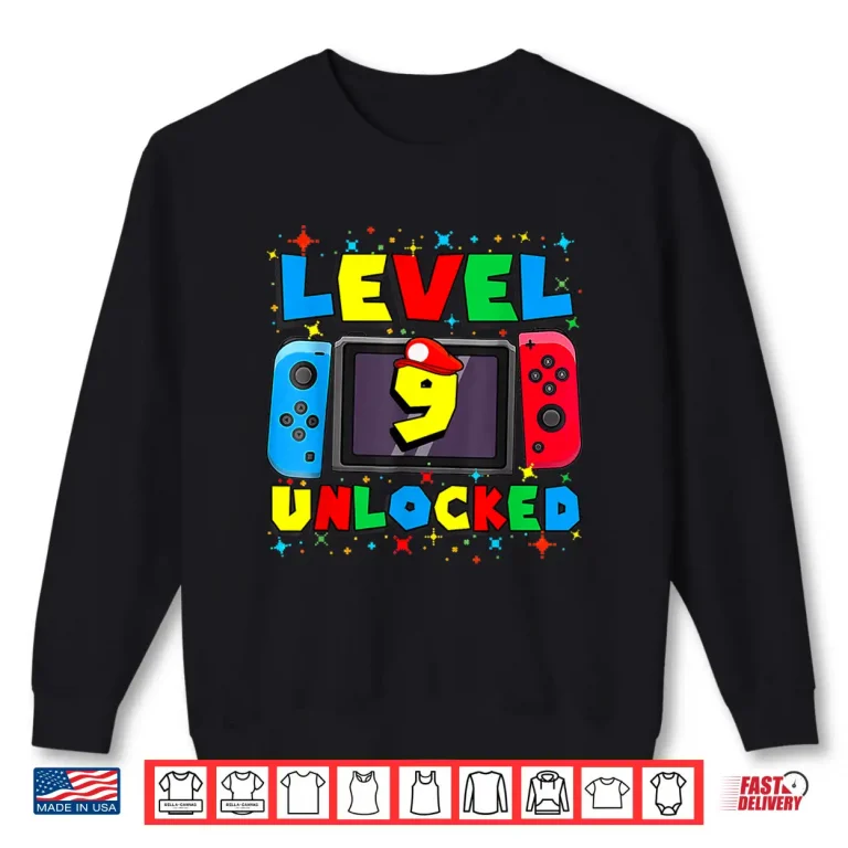 Sweatshirt Level 9 Unlocked Gamer 9th Birthday Gift Video Game Boys Shirt