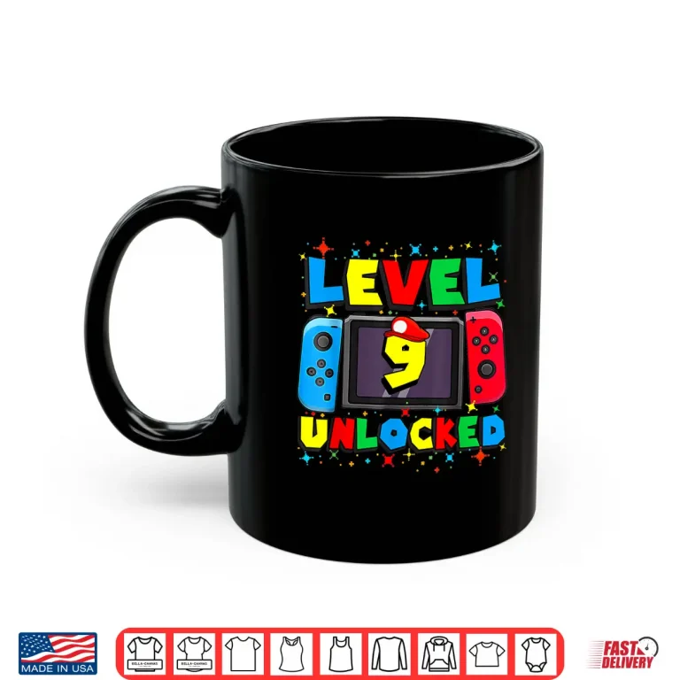 Mug Level 9 Unlocked Gamer 9th Birthday Gift Video Game Boys Shirt