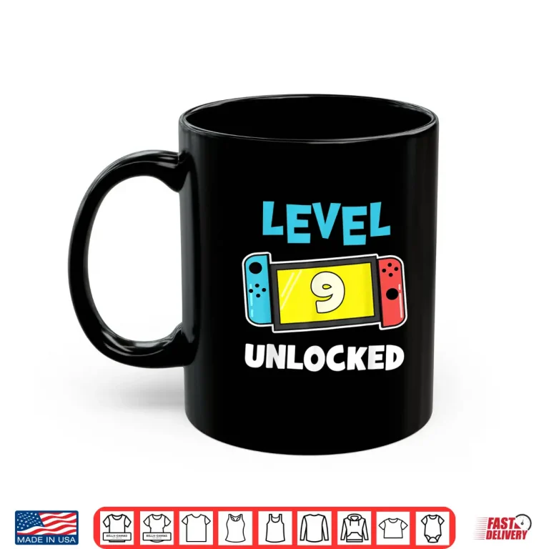 Mug Level 9 unlocked Gamer 9th Birthday Gift Video Game lovers Shirt