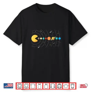 Retro Gaming Planets Space Astronomy Video Game Solar System Shirt