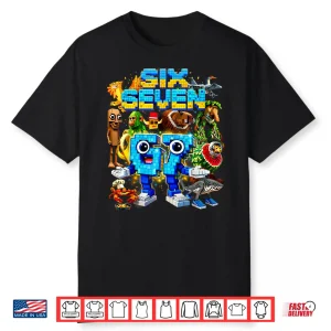 Six Seven 67 Pixel Gamer Meme Funny Gifts For Boys Kids Shirt