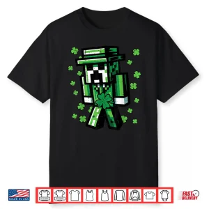 St Patricks Day Pixel Gamer Saint Paddys Gaming Boys Kid Men Shirt