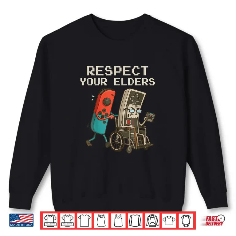 Sweatshirt Respect Your Elders Gaming Control Retro Funny Gamer Shirt