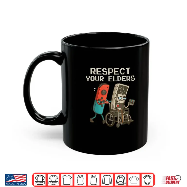 Mug Respect Your Elders Gaming Control Retro Funny Gamer Shirt