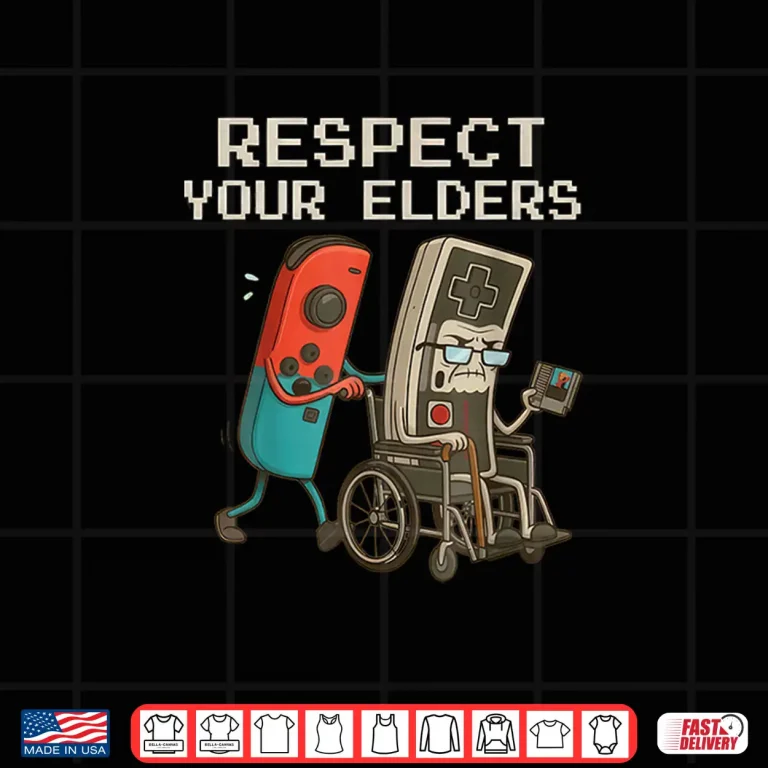 Design Respect Your Elders Gaming Control Retro Funny Gamer Shirt