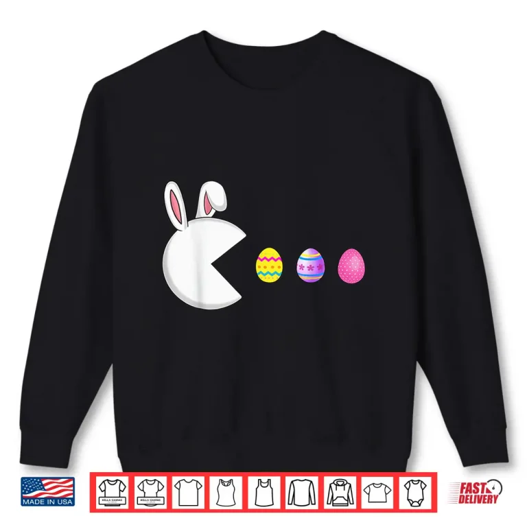 Sweatshirt Video Game Bunny Eggs Easter Gamer Kids Boys Men Gaming Shirt