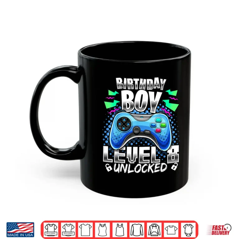 Mug Level 8 Unlocked Video Game 8th Birthday Gamer Gift B Shirt