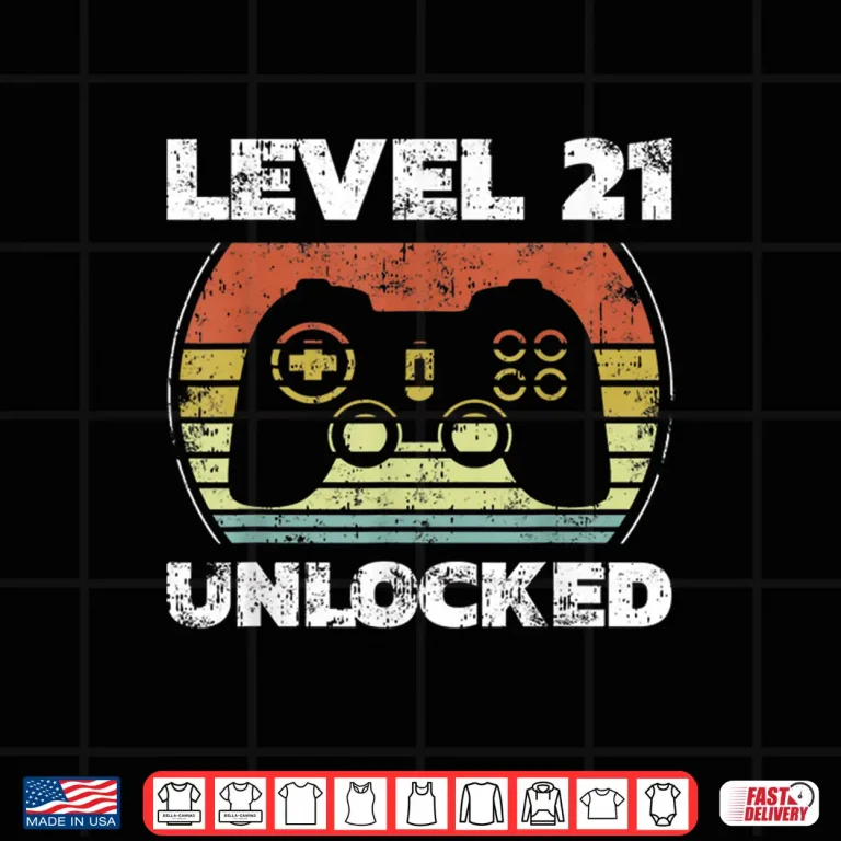 Design Level 21 Unlocked Funny Video Gamer 21st Birthday Shirt