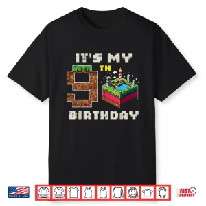 My 9Th Birthday Pixel Game 9 Cake Video Gamer Boys Kid Youth Shirt