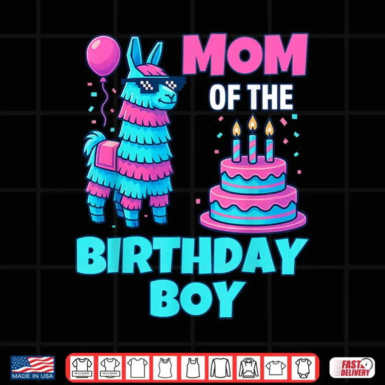 Design Mom of Birthday Boy Llama Pinata Party family mathing women Shirt