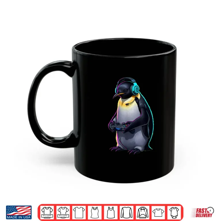 Mug Penguin Gaming Animal Video Games Funny Penguin Shirt