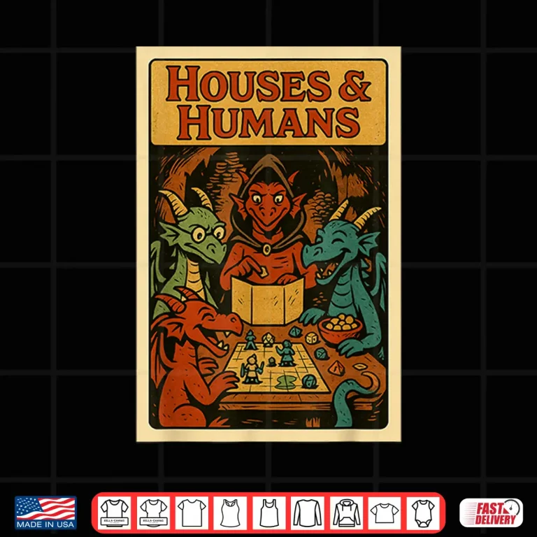 Rpg Gamer Houses And Humans Dice Nerdy Geek Men Women Kids Shirt 4 Design RPG Gamer Houses and Humans Dice Nerdy Geek Men Women Kids Shirt
