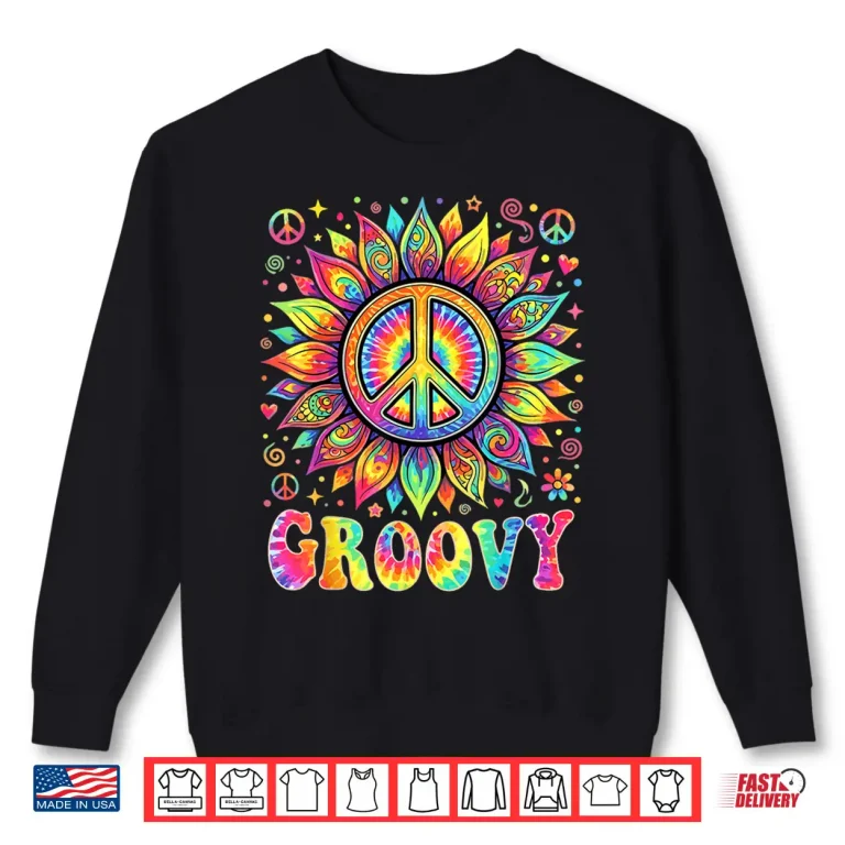 Sweatshirt Tie Dye Groovy Sunflower Peace Sign Hippie Shirt