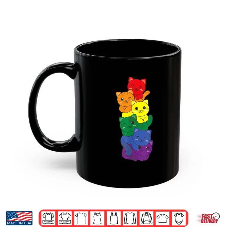 Mug Rainbow Flag Pride Month Lgbtq Rainbow Cat Shirt