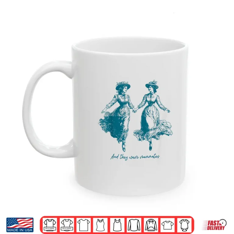 Mug Vintage Lesbian Pride And They Were Roommates Sapphic Pride Shirt
