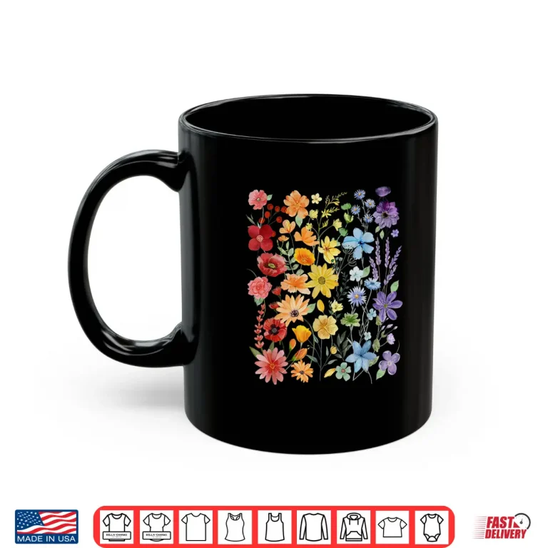 Mug Gay Pride Subtle Wildflowers LGBTQ Month Rainbow Flowers Shirt