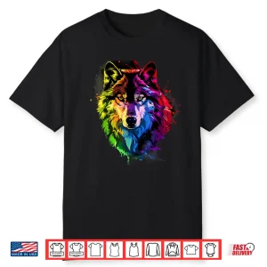 Lgbt Watercolor Wolf Lgbtq Rainbow Gay Pride Lesbian Shirt