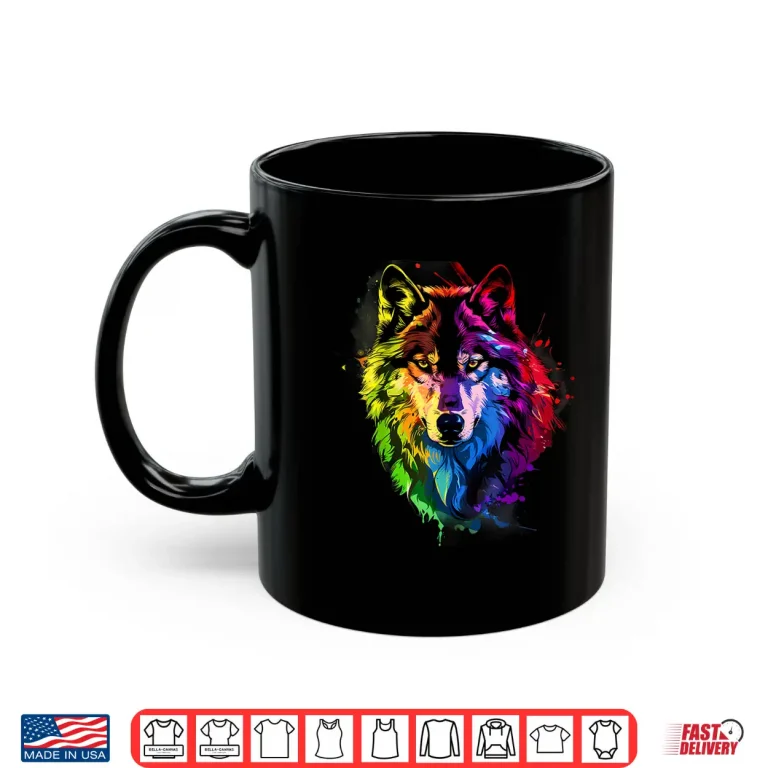 Mug LGBT Watercolor Wolf LGBTQ Rainbow Gay Pride Lesbian Shirt