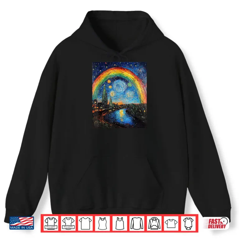 Hoodie Rainbow LGBT Pride Month Van Gogh Style Starry Night Shirt