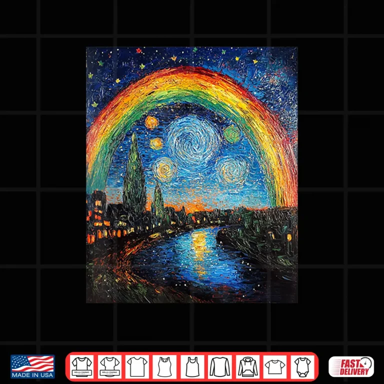 Design Rainbow LGBT Pride Month Van Gogh Style Starry Night Shirt