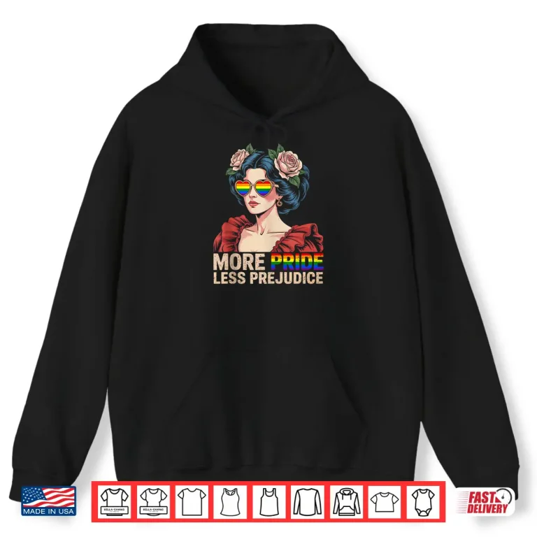 Hoodie More Pride Less Prejudice Pride Month LGBTQ Vintage Retro Shirt