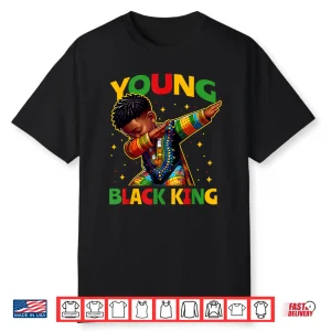 Young Black King African Pride Black History Month Boys Shirt