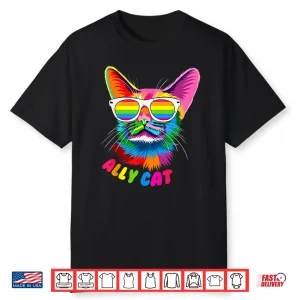 Ally Cat Purride Cat Pride Kitty Mom Gay Daddy Lesbian Lgbtq Shirt