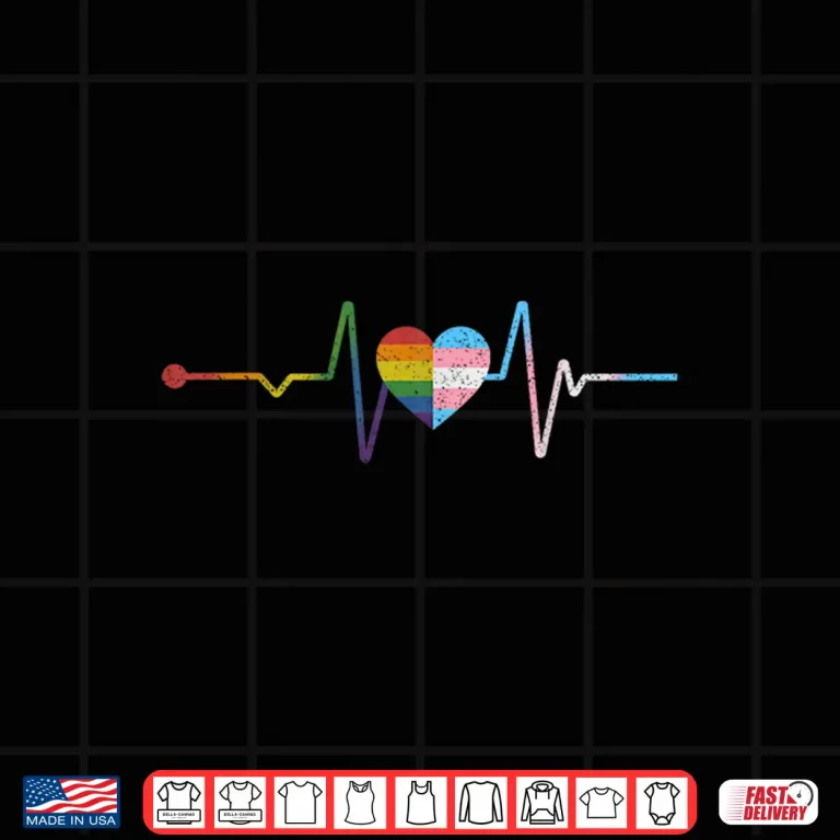 Design Heartbeat With Rainbow and Transgender Flag LGBT Pride Month Shirt