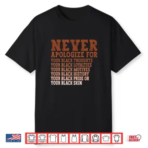 Never Apologize Black History Month Blm Melanin Pride Africa Shirt