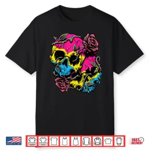 Pansexual Pride Pan Flag Skull Roses Subtle Lgbtq Shirt