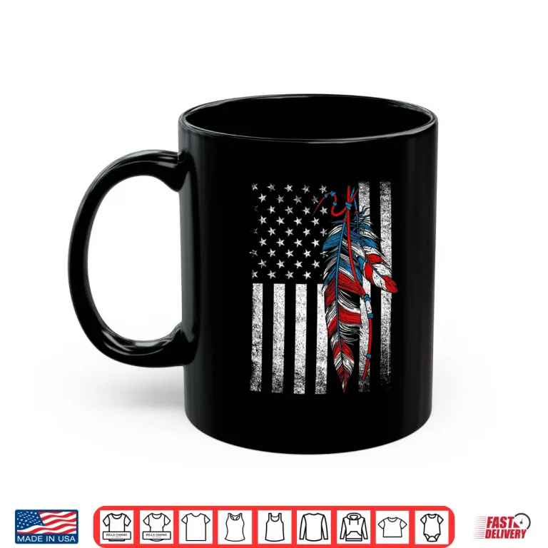 Mug American Flag Native Feather Pride Month Indigenous Shirt