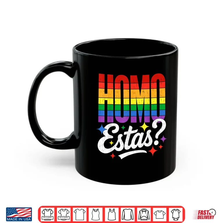 Mug Funny LGBTQ Pride Design Homo Estas and Heart Gay Support Shirt