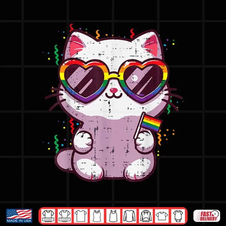 Design Gay Pride Month Cat Kitten LGBTQ Ally Rainbow Flag Men Women Shirt