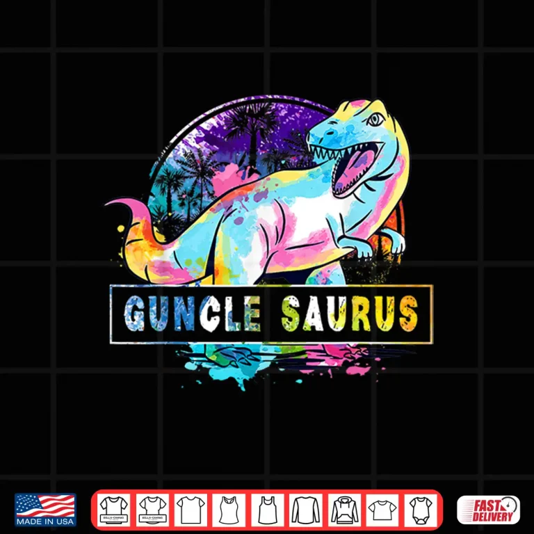 Design Guncle Saurus Dinosaur T Rex Rainbow Pride Color Gay Uncle Shirt