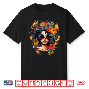 Black History T Shrits For Women Afro Flower Hair Juneteenth Shirt