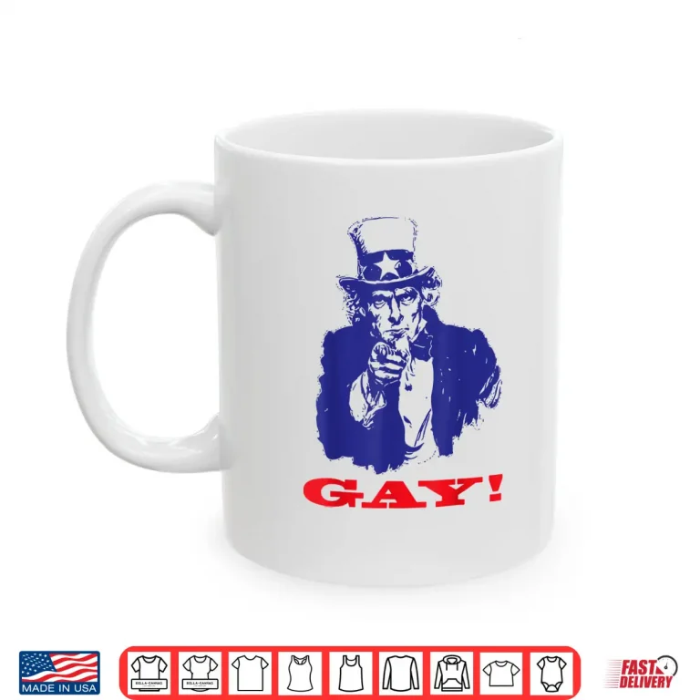 Mug Funny Uncle Sam Griddy Say Gay LGBT Gay Ally Pride Month Shirt