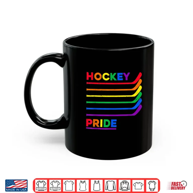 Mug Ice Hockey Sticks LGBTQ Rainbow Color Gay Pride Month LGBT Shirt