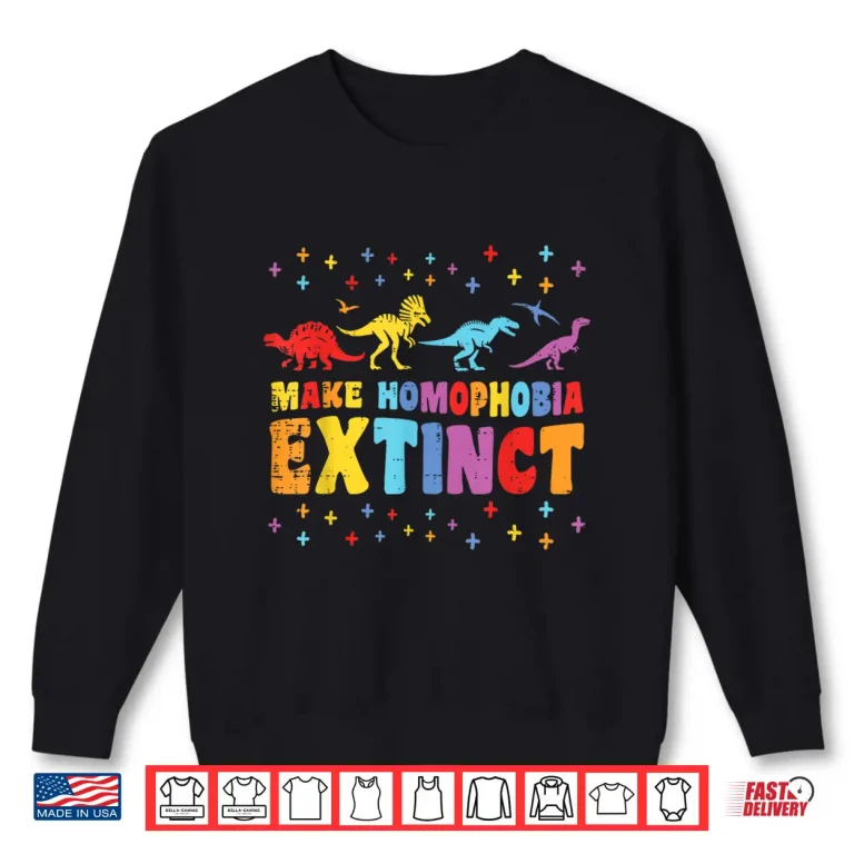 Sweatshirt Gay Pride Month Dinosaurs Extinct LGBTQ Ally Rainbow Kids Shirt