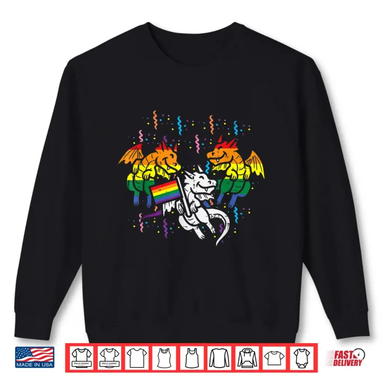 Sweatshirt Rainbow Flag Dragons LGBT Pride Month Gay Ally Animal Shirt