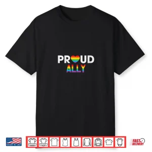 Womens Proud Ally Lgbt Heart Gay Pride Month Shirt