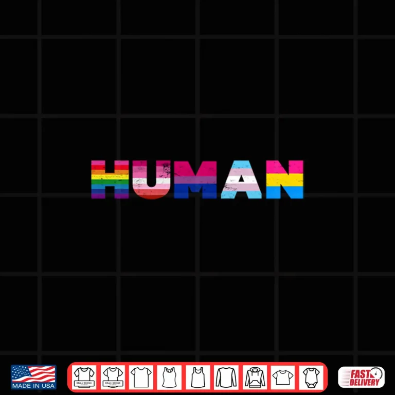 Design Vintage HUMAN Flag LGBT Gay Pride Month Transgender Hoodie Shirt