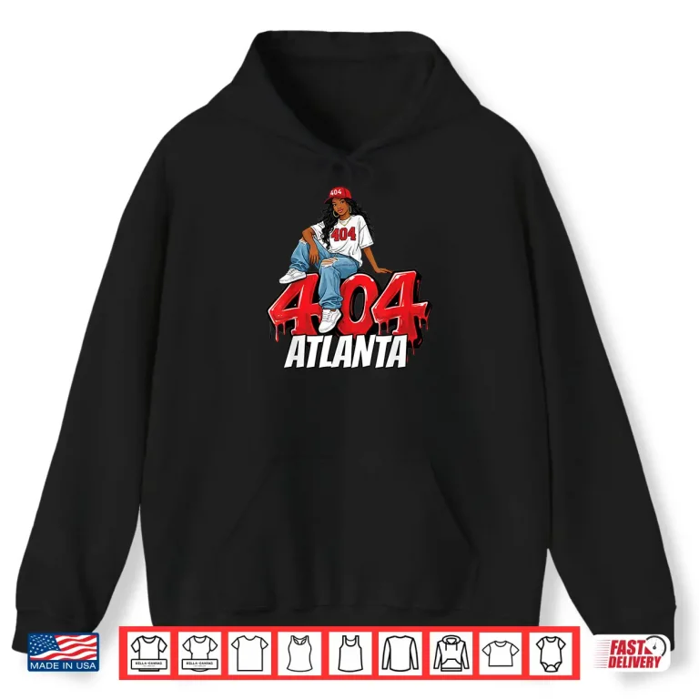 Hoodie 404 Atlanta Georgia Graffiti Black Woman Red Hat Shirt