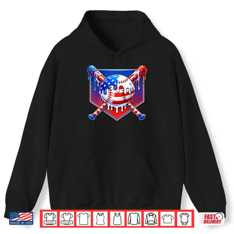 Hoodie Baseball Dripping Boys 4th of July Drip Kids Shirt