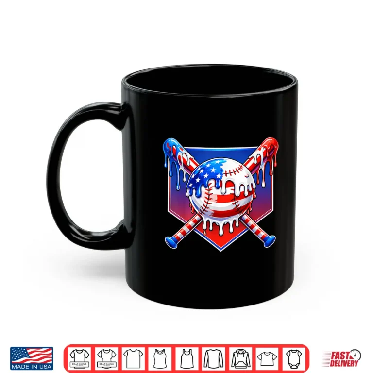 Mug Baseball Dripping Boys 4th of July Drip Kids Shirt