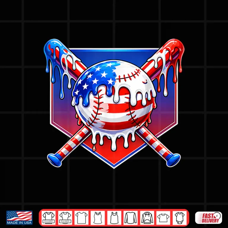 Design Baseball Dripping Boys 4th of July Drip Kids Shirt