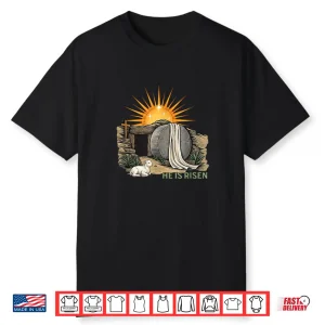 Christian He Is Risen Design Easter For Girls Teens Women Shirt
