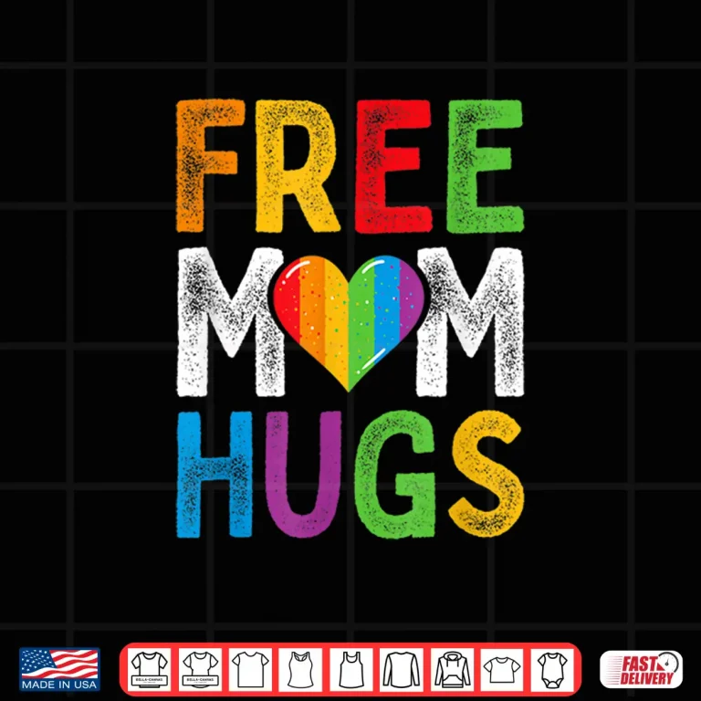 Design Free Mom Hugs Rainbow Heart LGBT Ally Pride Month Retro Shirt